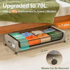 GoMaihe Under Bed Storage with Wheels 70L Grey 2-Pack | Rolling Bins for Shoes Clothes in Dorm Bedroom - Metal Drawers Easy Pull-out - Image 2