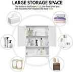 Topeakmart Over the Toilet Rack with Adjustable Shelf and 2 Doors, White - Image 7