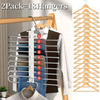 9 Layers Pants Hangers Space Saving Non-Slip Closet Organizer 2 Pack | Metal Space Saving Hangers Multi-Layer Multifunctional Rack Closet Organizers and Storage for Skirts Jeans Trousers(White) - Image 3