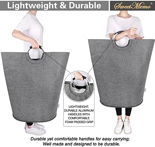Oversized Laundry Basket, Huge Laundry Hamper Bag with Handles, 160L Grey - Image 5