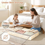 Budding Joy 95L Underbed Storage Containers, 4 Pack Closet Organizers Beige | Underbed Storage Bags for Blankets, Towels, Comforter, Sweaters, Linen Sheets, Wrapping Paper - Image 2