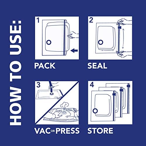 Hefty Shrink-Pak Vacuum Storage Bags - Space Saver for Under Bed Storage, Clothing and Comforters, 3X More Storage Space, 6 Medium Zipper Bags - Image 4