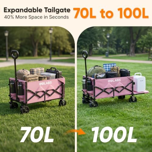 Golabs WA1 Collapsible Folding Wagon Cart, Max 220lb Load, Expands to 100L - Image 3