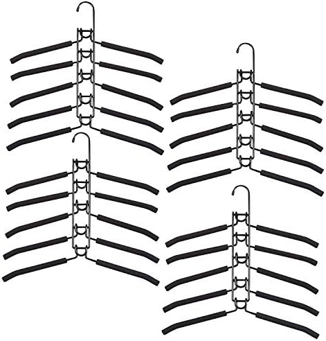 Clothes Hanger Space Saving 4 Pack Multi-Layer Shirt Hangers | Heavy Duty Coat Hanger, Non-slip Foam Padded, Detachable Design, T-shirt Hangers for Man & Women Dorms and Apartment Black by YiSeyruo