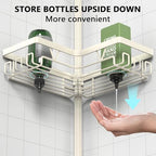 KEGII Shower Corner Caddy Tension Pole, Corner Bathtub Shelf, Cream White - Image 5