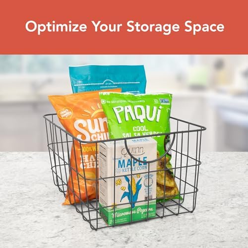 Spectrum Utility Steel Wire Storage Basket for Kitchen Pantry Organization & Closet Shelves with Easy Grip Handles, Durable Metal Basket Organizer with Open Design for Easy Viewing, Industrial Gray - Image 2