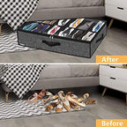 Onlyeasy Under Bed Shoe Storage Organizer with Sturdy Handles and Clear Window 1 Pack Fits 12 Pairs, Premium Foldable Underbed Shoes Container Box for Closet, Linen-like Black, MXAUBSB1P - Image 3