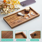 ALELION 11.7" Bathroom Vanity Tray for Counter - Acacia Wood Decorative Tray for Toilet Tank Makeup Perfume Jewelry Catchall Coffee Table - Wooden Kitchen Countertop Organizer for Soap Dispenser - Image 5