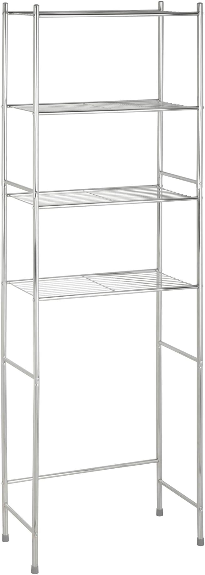 Honey-Can-Do 4-Tier Over-The-Toilet Storage Shelf - Space-Saving Steel Bathroom Restroom Organizer with Neutral Chrome Finish, Ideal for Towels, Toiletries, & Essentials - 24"W x 68"H x 11"D by Honey-Can-Do
