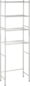 Honey-Can-Do 4-Tier Over-The-Toilet Storage Shelf - Space-Saving Steel Bathroom Restroom Organizer with Neutral Chrome Finish, Ideal for Towels, Toiletries, & Essentials - 24"W x 68"H x 11"D by Honey-Can-Do