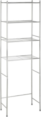 Honey-Can-Do 4-Tier Over-The-Toilet Storage Shelf - Space-Saving Steel Bathroom Restroom Organizer with Neutral Chrome Finish, Ideal for Towels, Toiletries, & Essentials - 24"W x 68"H x 11"D by Honey-Can-Do