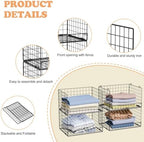 Yociyoga 4-Tier Stackable Closet Organizers and Storage Shelves, Foldable Closet Shelf Organizer, Black(Patent Protection)(Patent No. 30022416) - Image 4