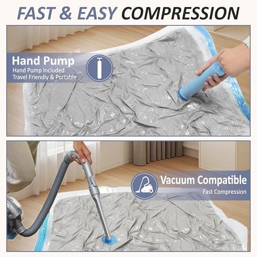 4 XXL Jumbo Vacuum Storage Bags for Bedding, Space Saver with Hand Pump | 47.2" x 35" Extra Large Vacuum Seal Bags for Bedding, Comforters, Blankets & Pillows; 80% Space-Saving Storage for Home - Image 5