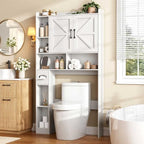 Vabches Over The Toilet Storage Cabinet with 2 Barn Doors, White - Image 5