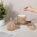 2 Pack Qtip Holder Apothecary Jars with Lid, Small and Large Amber - Image 5