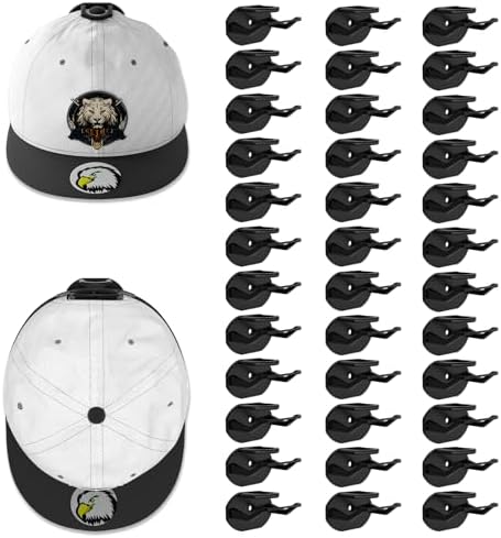Niunuerga 36 Pack Adhesive Hat Hooks for Wall, Super Strong Hat Rack for Baseball Caps, Minimalist Hat Organizer Display for Home Decor, Hat Hangers Holder for Wall, Door, Closet, No Drilling (Black) by Niunuerga