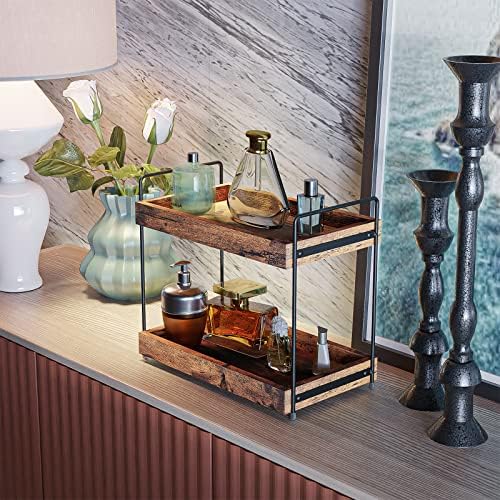2-Tier Wood Bathroom Counter Organizer, Kitchen Spice Rack - Image 7