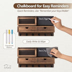 Key Holder for Wall, Key and Mail Holder for Wall with Storage Drawer, Entryway Rustic Home Decor, 3 Liquid Chalks & Chalkboard, 15.98”W x 9.1”H x 3.3”D, Brown - Image 5