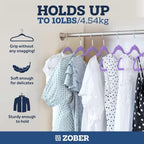 Zober Purple Velvet Hangers 50 Pack, Slim Non Slip Clothes Hangers | Slim velvet hangers with pants bar, felt hangers, flocked hangers, non slip hangers, coat hangers for suits, shirt hangers - Image 4