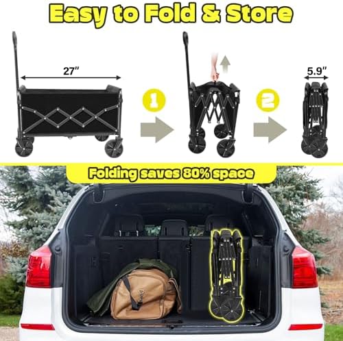 Collapsible Wagons Carts Foldable, 360lbs Folding Wagon Cart with Wheels - Image 3