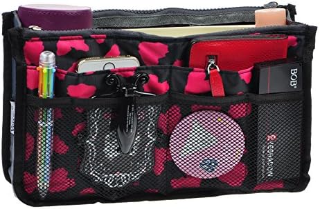 Vercord Purse Organizer Insert for Handbags Bag Organizers Inside Tote Pocketbook Women Nurse Nylon 13 Pockets Rose Heart Large by Vercord