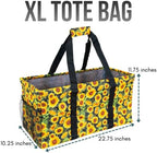 Extra Large Utility Tote Bag - Oversized Collapsible Reusable Wire Frame Rectangular Canvas Basket With Two Exterior Pockets For Beach, Pool, Laundry, Car Trunk, Storage - Sunflower - Image 4