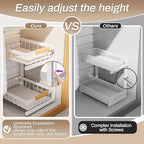 ADBIU Under Sink Organizer 2 Pack, Adjustable Height (11"-15.75") Under Cabinet Storage, 2 Tier Pull Out Sliding Drawers for Kitchen Bathroom, Heavy Duty Metal Shelf, White - Image 4