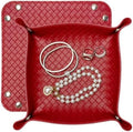 UnionBasic Small Valet Tray, Jewelry Tray for Rings Watches Earrings, Entryway Catchall Caddy for Coins Keys Change, Nightstand Bedside Valet Holder, Trays for Electronic Gadgets, Woven Red by UnionBasic