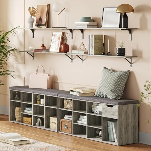 DINZI LVJ Shoe Storage Bench with Cushion, 40.9" Cubby Shoe Rack, 12-Cubby - Image 2