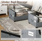 Under Bed Storage, 4-Packs Under Bed Storage With Wheels, Under bed Shoe Storage, Metal Frame, 90L Capacity, Storage Drawers for Bedroom - Image 3