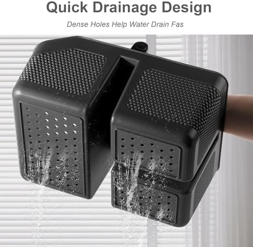 Plastic Shower Caddy Portable Shower Basket with Bamboo Handle, Dark Gray - Image 4