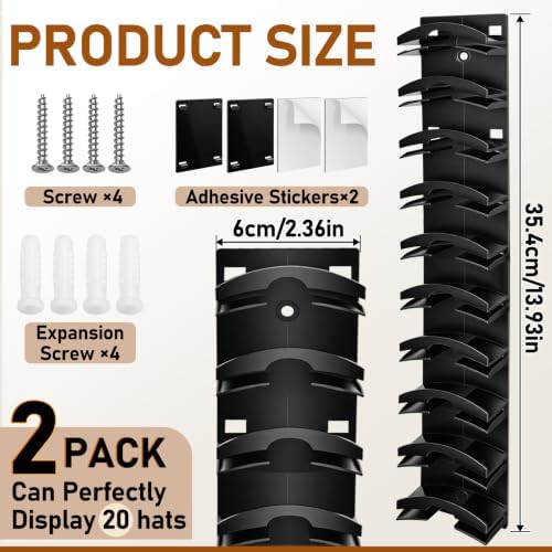 2 Pack Hat Organizer for Baseball Caps Hold Up to 20 Hats - Image 2