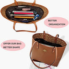 Handbag Tote Purse Organizer Insert Bag Liner Shaper Divider Zipper 11 Pockets Compartments Small Coffee - Image 6