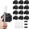 JAMEND CLXP 12PCS Broom and Mop Holder, Heavy Duty Garden Tool Organizer Rack Rake and Shovel Handle, Stainless Steel Mop Hanger. Wall Mounted with Screws.Matte Black by JAMEND+CLXP