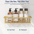 8 Pack Adhesive Large Capacity No-Drilling Shower Caddy, Gold - Image 2