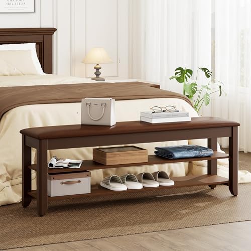 Homleke 47.2" Wide Solid Wood Shoe Rack Bench with Flip-Top Storage - Image 5