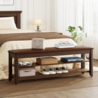 Homleke 47.2" Wide Solid Wood Shoe Rack Bench with Flip-Top Storage - Image 5