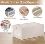 Linen Closet Organizers And Storage, 12 Pack Closet Storage Bins Linen Closet Baskets for Closet Organization Foldable Closet Organizer Bins with Clear Window For Organizing Clothing, Jeans, Shelves - Image 2