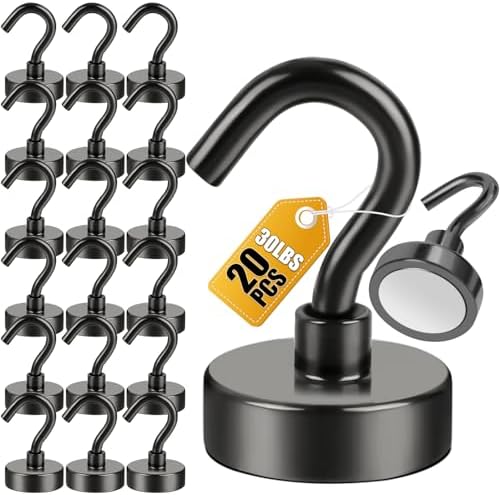 DIYMAG Magnetic Hooks 20pcs 30lbs+ Cruise Essentials 2026 Magnet Hook Black by DIYMAG