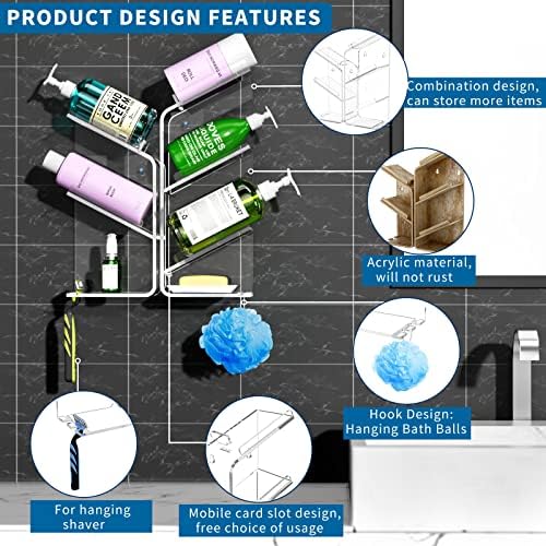 AITEE Acrylic Bathroom Organizer Caddy Shampoo Holder Combination Shelf - Image 3