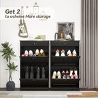 Shoe Storage Cabinet with 2 Flip Drawers, Shoe Cabinet Organizer, Black - Image 6