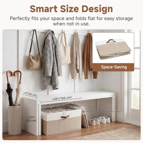 StorageWorks 24-Pair Large Shoe Organizer for Closet, Brown and White - Image 4