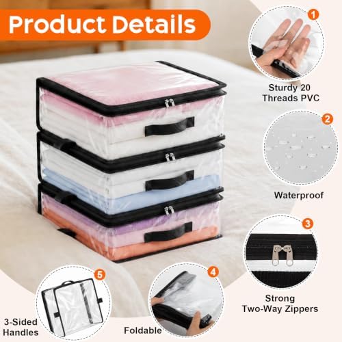 5 Pack Clear Storage Bags with Zipper Handles, Sheet Organizers and Storage - Image 5