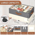 Foyego Shoe Organizer for Closet, with Wheels, Beige and Grey - Image 2