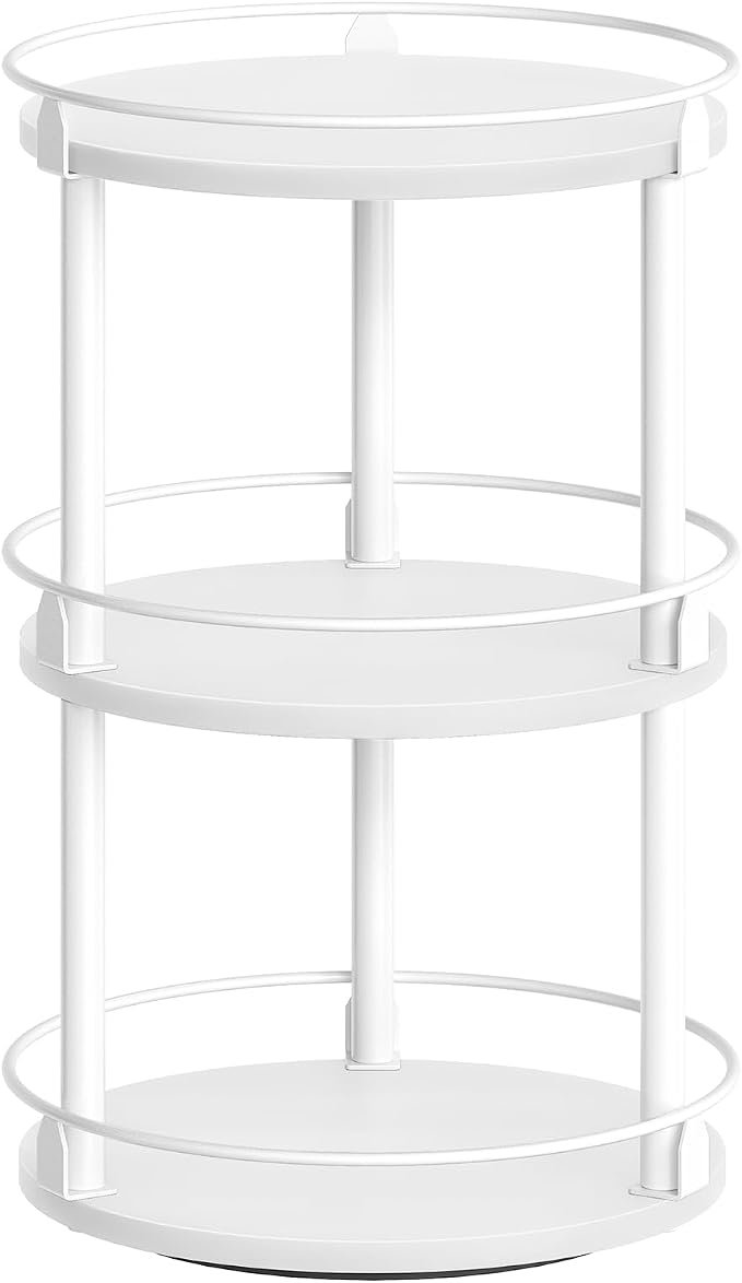 YATINEY Lazy Susan Organizer, Rotating Spice Rack, 3 Tier Spice Turntable Organizer, Industrial Turntable Spice Holder, for Kitchen Countertop and Cabinet, Compact and Versatile, White SR23WW by Yatiney