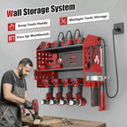 SUNALLY Power Tool Organizer Wall Mount with Charging Station,3 Layer, Red - Image 7
