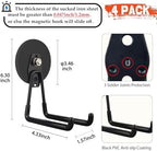 ULIBERMAGNET Strong Magnetic Hooks,Large Magnet with Hooks for Heavy Duty Tools,Jig Saw,Hose, 4 Pack Heavy Duty Magnetic Hooks for Hammer Drill,Circular Saw,Garden Tool(3.46inch/Black) - Image 2