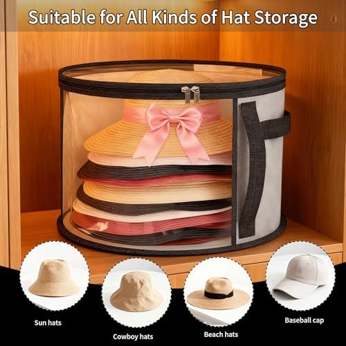 4-Piece Hat Storage Box, a Large-Capacity, Foldable, Transparent and Multi-Functional Organizer With Handle, Suitable for Storing Cowboy Hats, Top Woolen Hats Baseball Caps - Image 7