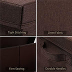 HOONEX Linen Foldable Storage Bins with Lids, 2 Pack, Storage Boxes with Carrying Handles and Sturdy Heavy Cardboard, 16.5" L x 11.8" W x 7.5" H for Shoes, Clothes, Brown - Image 5
