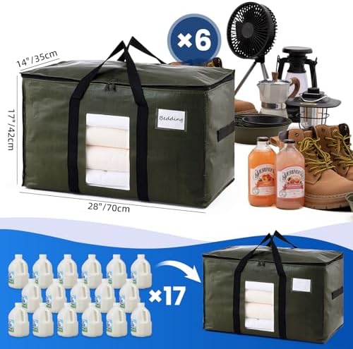 TAILI 6 Pack Green Extra Large Moving Bags,Storage Bag with Visible Window - Image 6